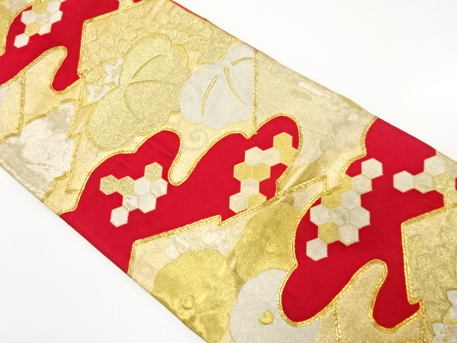 JAPANESE KIMONO / ANTIQUE FUKURO OBI / SILK / EMBROIDERY / PAULOWNIA & KIKU